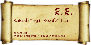 Raksányi Rozália névjegykártya